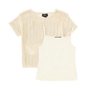I.N. Girl Cream Sweater & Tank Top Set - Girls Large
